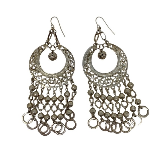 Vintage Boho Filigree Dangle Earrings - Picture 3 of 7